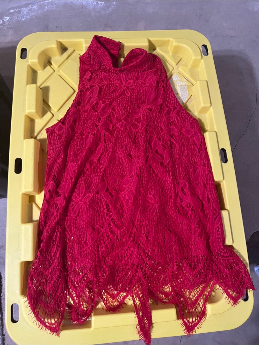 Francesca's Collections Red Lace High-Neck Tank